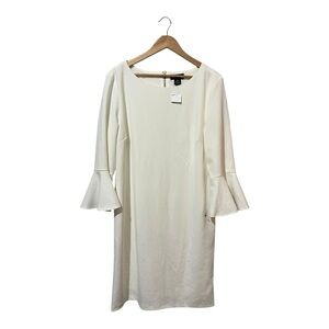 Liz Claiborne Dress Women's Plus Size 16 Bell Sleeves Cream White Wedding Formal